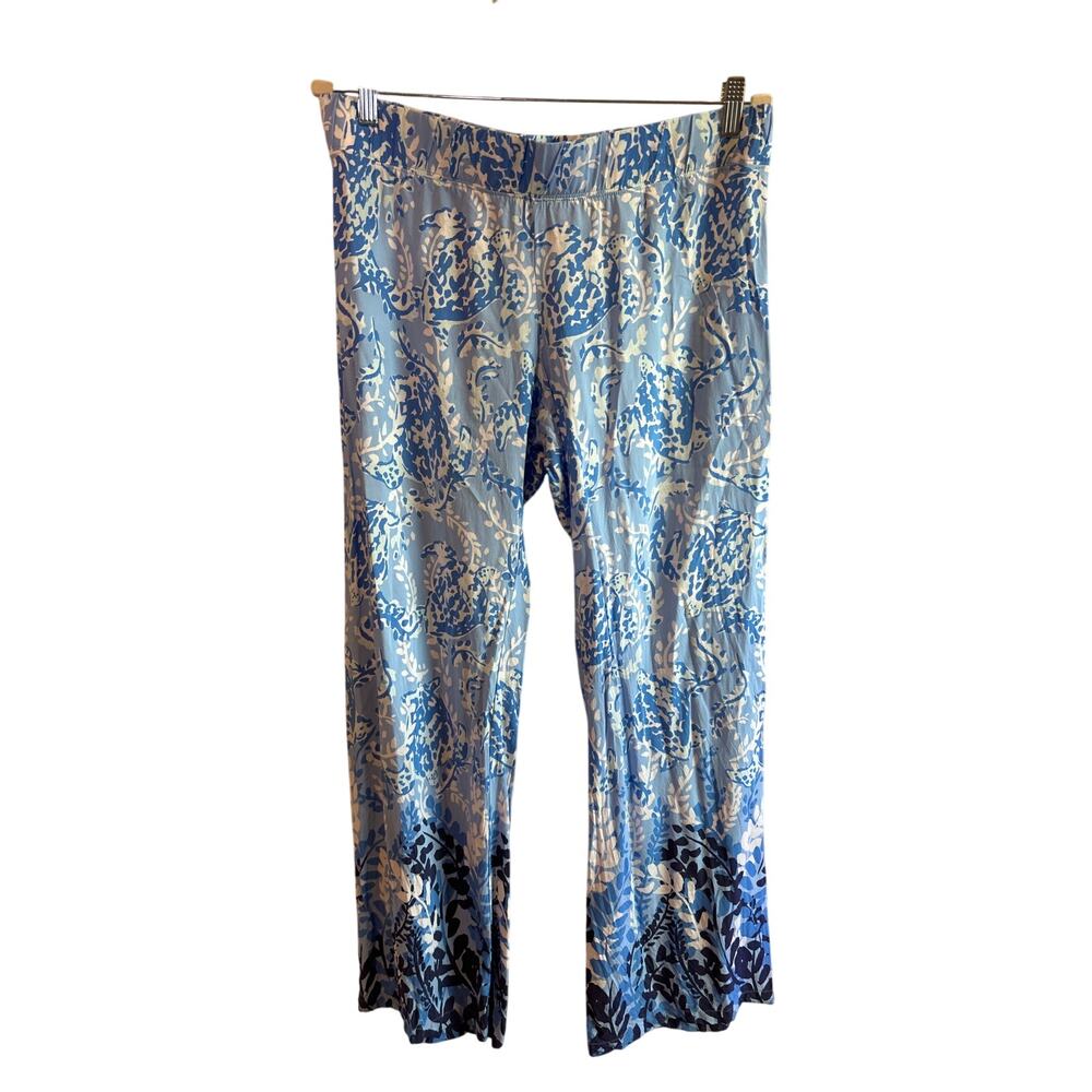 Lilly Pulitzer | Blue/White Wide Leg Elastic Waist Palazzo Pants | Large